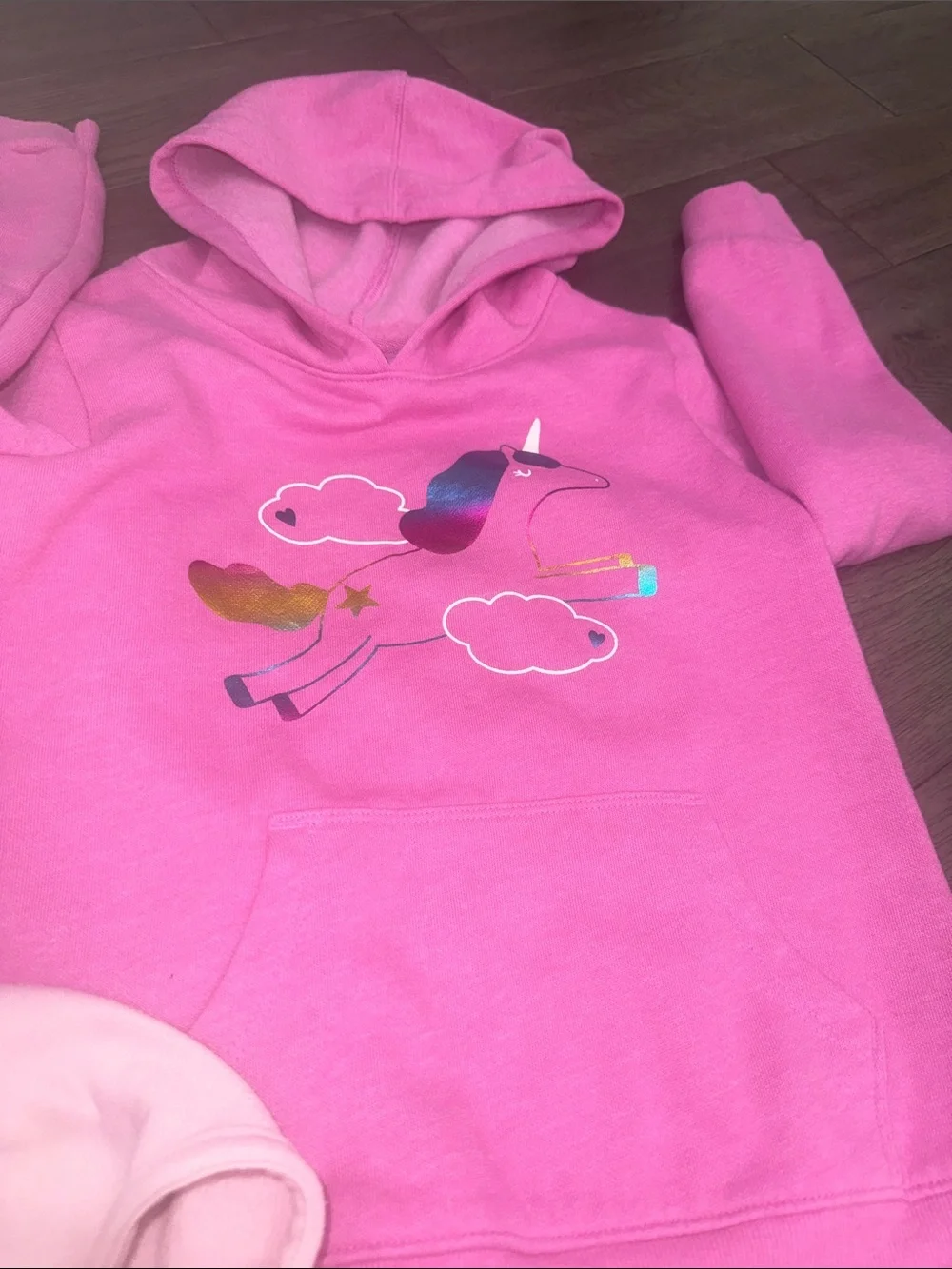 Bundle of girls hooded sweatshirts with unicorns and zip up